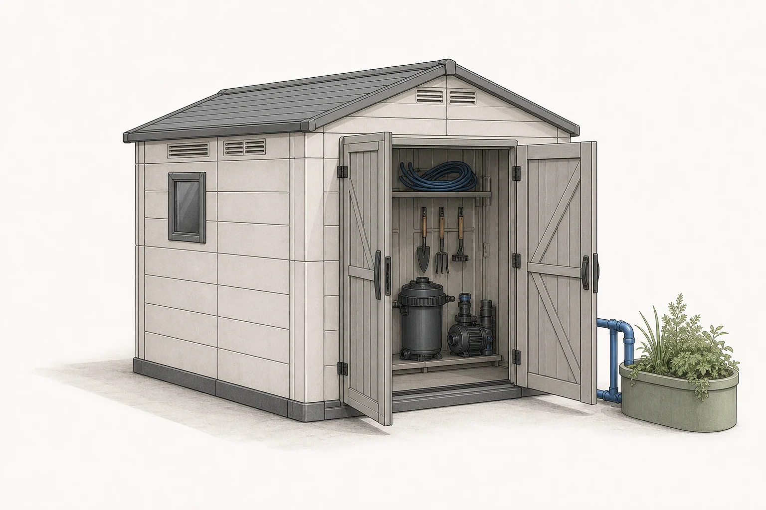 Garden shed concept illustration
